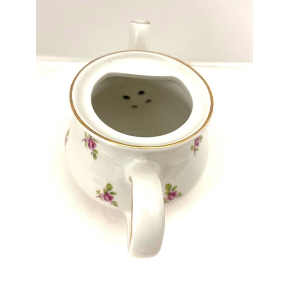 Sadler Windsor Teapot For One Made in England Pink Roses Gold Trim - Picture 3 of 8